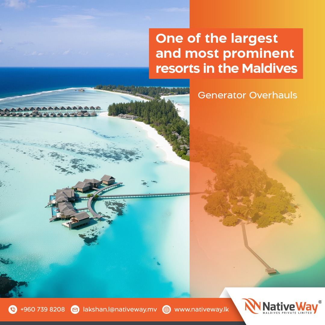 Aerial view of a Maldives resort — Deutz generator overhauls by NativeWay Maldives